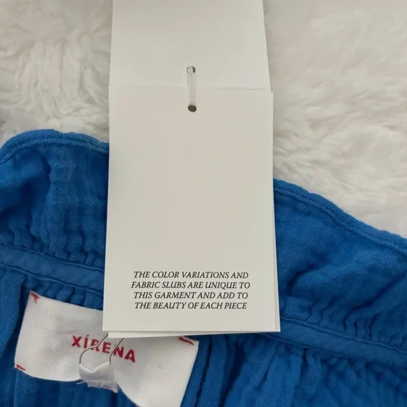 Xirena Bex Cotton Ruffle V-Neck Top in Deep Wave Size XS NEW Gauze Lightweight - Picture 12 of 14